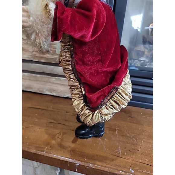 Victorian Christmas Santa Mantel Table Top Figurine 19”Fur Trim Elegant Velvet - Picture 11 of 16